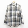 M★古着 長袖 シャツ メンズ 80年代 80s ボタンダウン USA製 ベージュ他 チェック 26feb14