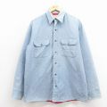 XL★古着 シアーズ 長袖 シャツ メンズ 80年代 80s 薄紺 内側キルティング 26feb16