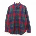 XL★古着 長袖 シャツ メンズ 80年代 80s コットン USA製 エンジ他 チェック 26feb17
