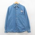 L★古着 長袖 シャツ メンズ 90年代 90s ブーツ コットン 紺 デニム 26feb17
