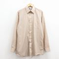 L★古着 長袖 シャツ メンズ 90年代 90s USA製 ベージュ他 ストライプ 26feb18