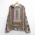 L★古着 長袖 メキシカン パーカー メンズ 90年代 90s メキシコ製 赤他 ストライプ 26feb24