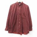XL★古着 バンヒューセン 長袖 シャツ メンズ 90年代 90s 総柄 コーデュロイ 大きいサイズ コットン ボタンダウン エンジ他【spe】 26feb25