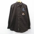 XL★古着 長袖 シャツ メンズ ルーニーテューンズ タズ 大きいサイズ ロング丈 ボタンダウン 茶 26feb25
