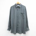 XL★古着 長袖 シャツ メンズ 大きいサイズ ロング丈 紺他 チェック 26feb26