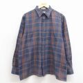 XL★古着 アロー 長袖 シャツ メンズ 濃紺他 チェック 26feb26