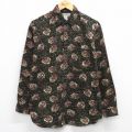 M★古着 長袖 シャツ メンズ 葉 コットン 黒他【spe】 26feb27