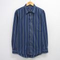XL★古着 ピューリタン 長袖 シャツ メンズ 00年代 00s 紺他 ストライプ 26feb27