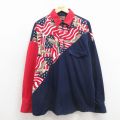 XL★古着 長袖 シャツ メンズ 90年代 90s 鳥 大きいサイズ コットン USA製 濃紺 26feb27