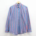 M★古着 長袖 シャツ メンズ 90年代 90s 薄紺 ストライプ 26feb27