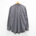 XL★古着 ビューグルボーイ 長袖 シャツ メンズ 00年代 00s コットン ノーカラー 紺他 チェック 26feb28
