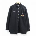 XL★古着 長袖 シャツ メンズ spit firo 大きいサイズ ロング丈 コットン ボタンダウン 黒 26feb28