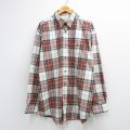 XL★古着 オービス 長袖 シャツ メンズ 00年代 00s 大きいサイズ ロング丈 コットン ボタンダウン 薄ベージュ系他 チェック 26feb28