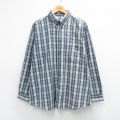 XL★古着 長袖 シャツ メンズ 大きいサイズ コットン ボタンダウン 紺系他 チェック 26feb28