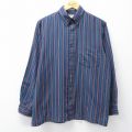 L★古着 アロー 長袖 シャツ メンズ 00年代 00s ボタンダウン 紺他 ストライプ 26mar02
