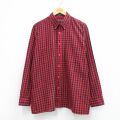 XL★古着 バンヒューセン 長袖 シャツ メンズ 90年代 90s ボタンダウン 赤他 チェック 26mar04