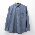 L★古着 アロー 長袖 シャツ メンズ 90年代 90s オックスフォード ボタンダウン 薄紺他 チェック 26mar04