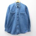 XL★古着 レッドヘッド 長袖 シャツ メンズ 00年代 00s 大きいサイズ ロング丈 コットン ボタンダウン 紺 デニム【spe】 26mar05