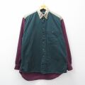 L★古着 長袖 シャツ メンズ 00年代 00s マルチカラー コットン ボタンダウン 緑系他 26mar05