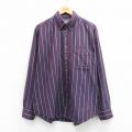 XL★古着 長袖 シャツ メンズ 00年代 00s 大きいサイズ ボタンダウン エンジ他 ストライプ 26mar06