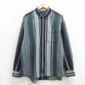 XL★古着 カタリナ 長袖 シャツ メンズ 00年代 00s 大きいサイズ コットン ボタンダウン 黒他 ストライプ【spe】 26mar09