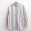 XL★古着 アリゾナジーンズ 長袖 シャツ メンズ 00年代 00s ワンポイントロゴ コットン ボタンダウン 白他 ストライプ 26mar09