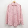 L★古着 長袖 シャツ メンズ 80年代 80s USA製 赤他 ストライプ 26mar09