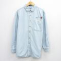 XL★古着 リー Lee 長袖 シャツ メンズ 00年代 00s ピザハット 大きいサイズ ロング丈 コットン ボタンダウン 紺 デニム 26mar10