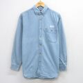L★古着 リー Lee 長袖 シャツ メンズ 00年代 00s NFL ニューヨークジャイアンツ ロング丈 コットン ボタンダウン 薄紺 デニム アメフト スーパーボウル 26mar10