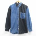 M★古着 長袖 シャツ メンズ ツートンカラー コットン ボタンダウン 紺 デニム他【spe】 26mar10