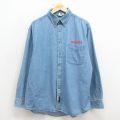 XL★古着 長袖 シャツ メンズ 00年代 00s BREMERS コットン ボタンダウン 紺 デニム 26mar11