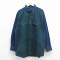 XL★古着 長袖 シャツ メンズ 00年代 00s 大きいサイズ ロング丈 ボタンダウン 緑他【spe】 26mar11
