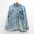 XL★古着 長袖 シャツ メンズ 90年代 90s ケミカルウォッシュ 紺 デニム【spe】 26mar13