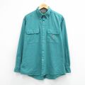 XL★古着 長袖 シャツ メンズ 90年代 90s 鳥 コットン ボタンダウン 緑【spe】 26mar16