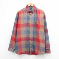 XL★古着 長袖 シャツ メンズ 90年代 90s ボタンダウン 赤他 チェック 26mar16