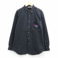 XL★古着 長袖 シャツ メンズ 90年代 90s NFL ニューイングランドペイトリオッツ ロング丈 コットン ボタンダウン 黒 アメフト スーパーボウル【spe】 26mar16