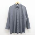 XL★古着 バンヒューセン 長袖 シャツ メンズ 90年代 90s 大きいサイズ ロング丈 ボタンダウン グレー他 チェック 26mar16