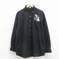 L★古着 長袖 シャツ メンズ 90年代 90s プロフェッショナル ロング丈 ボタンダウン USA製 黒 26mar16