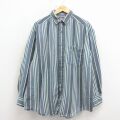 XL★古着 FADED GLORY 長袖 シャツ メンズ 00年代 00s 大きいサイズ コットン ボタンダウン 紺 ストライプ 26mar17