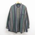 XL★古着 GANT 長袖 シャツ メンズ 00年代 00s 大きいサイズ ロング丈 コットン ボタンダウン 緑他 ストライプ【spe】 26mar17