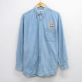 XL★古着 長袖 シャツ メンズ 00年代 00s NAPA レーシング ロング丈 ボタンダウン 紺 デニム【spe】 26mar23