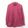 L★古着 ベーシックエディションズ 長袖 シャツ メンズ 90年代 90s ボタンダウン エンジ 26mar24