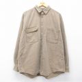 XL★古着 長袖 シャツ メンズ 90年代 90s 大きいサイズ ロング丈 コットン USA製 ベージュ系 26mar24
