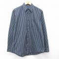 M★古着 ピューリタン 長袖 シャツ メンズ 00年代 00s 紺他 ストライプ 26mar24