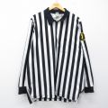XL★古着 長袖 ハーフジップ レフェリー シャツ メンズ 90年代 90s 大きいサイズ USA製 黒他 ストライプ 26mar24