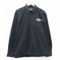 XL★古着 ハーレーダビッドソン 長袖 シャツ メンズ ワンポイントロゴ コットン ボタンダウン 黒【spe】 26mar31