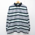 XL★古着 IZOD 長袖 ラガー シャツ メンズ 90年代 90s ワンポイントロゴ 大きいサイズ コットン グレー 霜降り他 26mar31