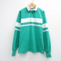 L★古着 長袖 ラガー シャツ メンズ 90年代 90s コットン USA製 青緑他 26apr01