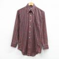 L★古着 アロー 長袖 シャツ メンズ 90年代 90s ロング丈 ボタンダウン 赤他 チェック 26apr01