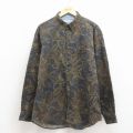 L★古着 ビューグルボーイ 長袖 シャツ メンズ 00年代 00s ペイズリー柄 ボタンダウン 濃紺 26apr02